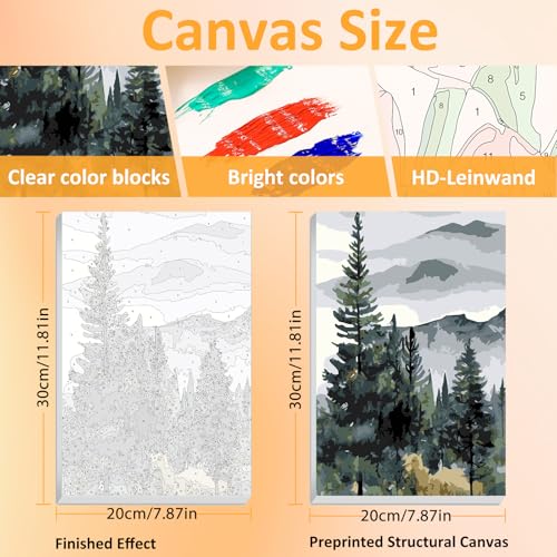Mandun 3 Pack Paint by Numbers for Adult,Landscape Paint by Numbers Kit for Adults Beginners, DIY Mountain Acrylic Painting on Canvas for Home Wall Art Decor 7.8x11.8Inch - Image 2