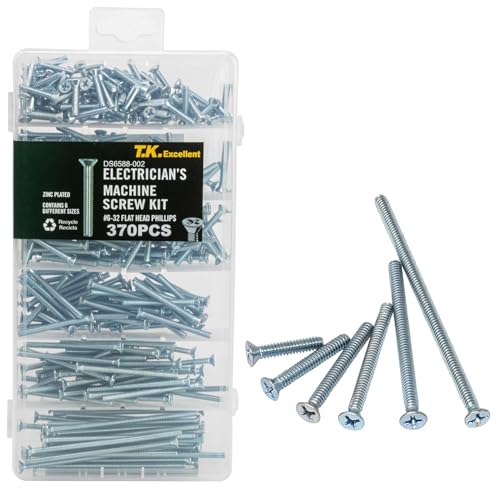 T.K.Excellent Flat Head Phillips Electrician's Machine Screw Kit,370 Pcs - Image 1