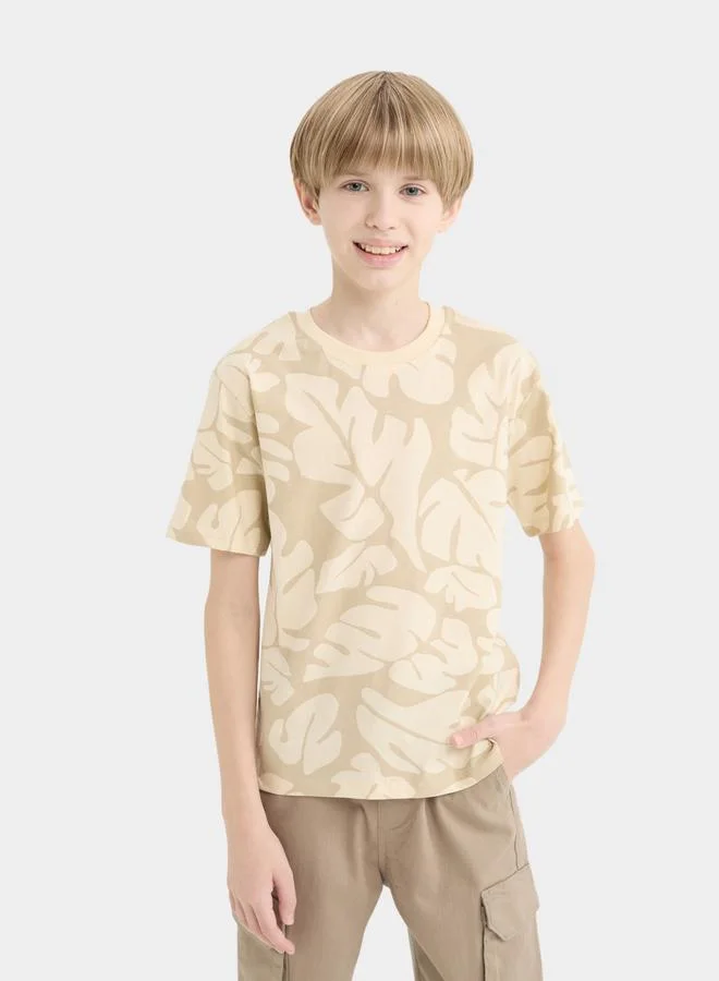 ديفاكتو DeFacto Kids Round Neck Graphic Short Sleeve T-Shirt