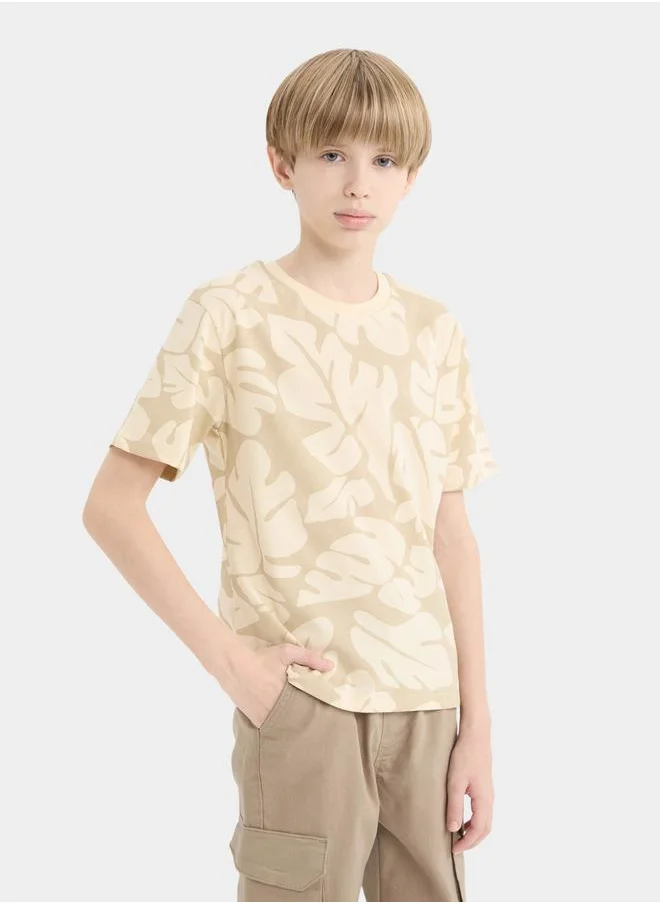 DeFacto DeFacto Kids Round Neck Graphic Short Sleeve T-Shirt