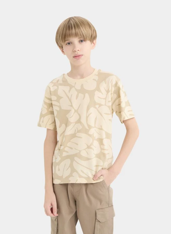 ديفاكتو DeFacto Kids Round Neck Graphic Short Sleeve T-Shirt