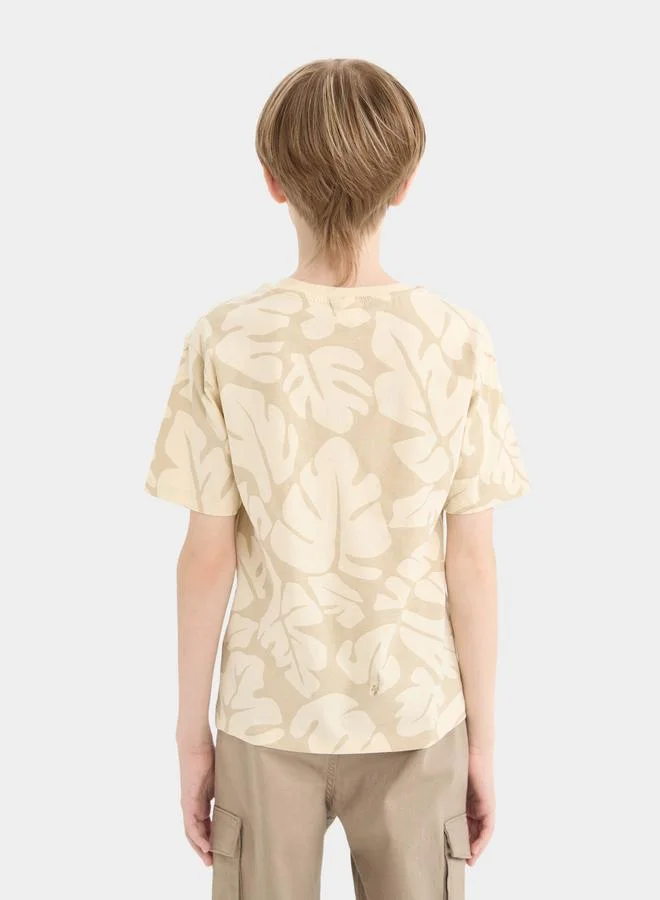 ديفاكتو DeFacto Kids Round Neck Graphic Short Sleeve T-Shirt