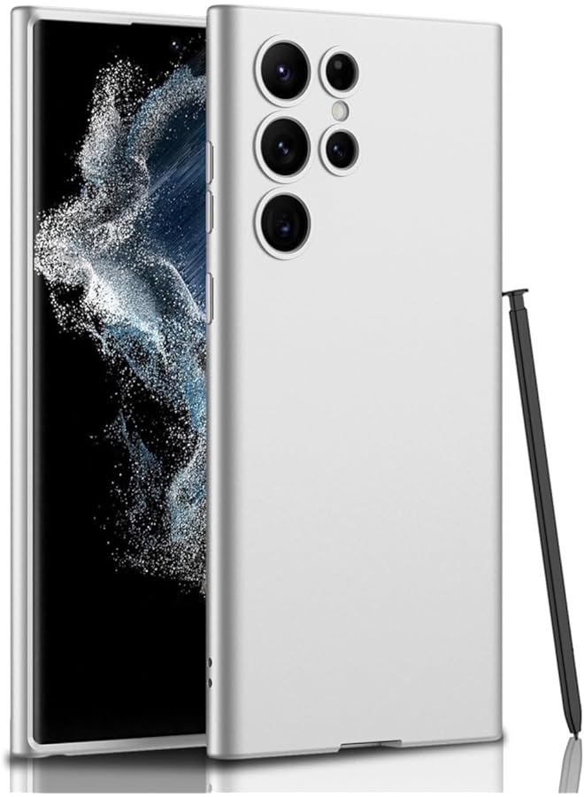 erorex Compatible For Galaxy S24 Ultra Case Skin Touch Silicone Gel Rubber Soft Sleek Protection Slim Fit Full Body Shockproof Protective Phone Cover For Samsung Galaxy S24 Ultra 2024 Silver - Image 1