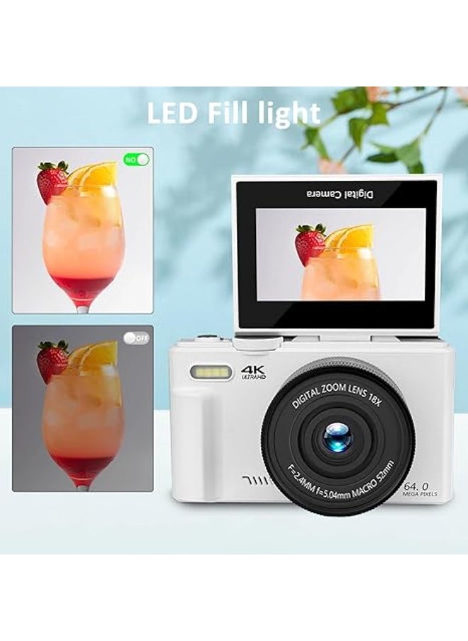 General 64MP Digital Camera for Photography & Video: 4K vlog camera for YouTube with 3-inch flip screen, 16x digital zoom digital camera as a giftc  - Image 4