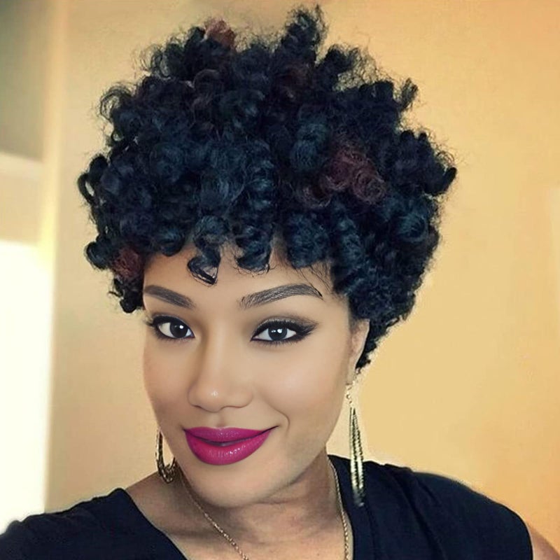 PHOCAS 10 3Packs Short Curly Crochet Hair Curl Jump Wand Jamaican Bounce Crochet Hair For Black Women6MM 1BNatural Black