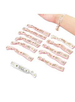11pcs Bride Tribe Hair Ties Bridesmaids Wrist Bands for Bachelorette Wedding Bridal Shower Bride to Be Party Favors(1 White + 10 Rose Gold)