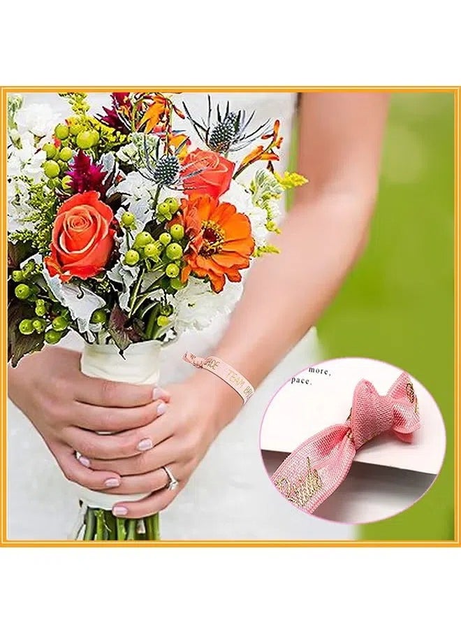 Generic - 11pcs Bride Tribe Hair Ties Bridesmaids Wrist Bands for Bachelorette Wedding Bridal Shower Bride to Be Party Favors(1 White + 10 Rose Gold) - Image 1