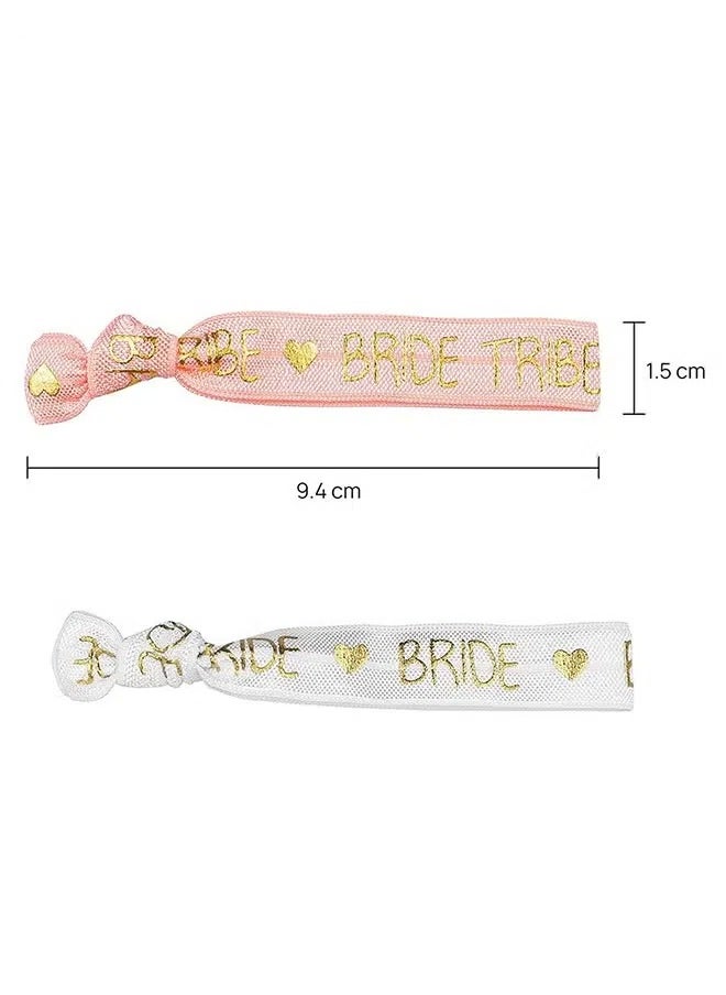Generic - 11pcs Bride Tribe Hair Ties Bridesmaids Wrist Bands for Bachelorette Wedding Bridal Shower Bride to Be Party Favors(1 White + 10 Rose Gold) - Image 1
