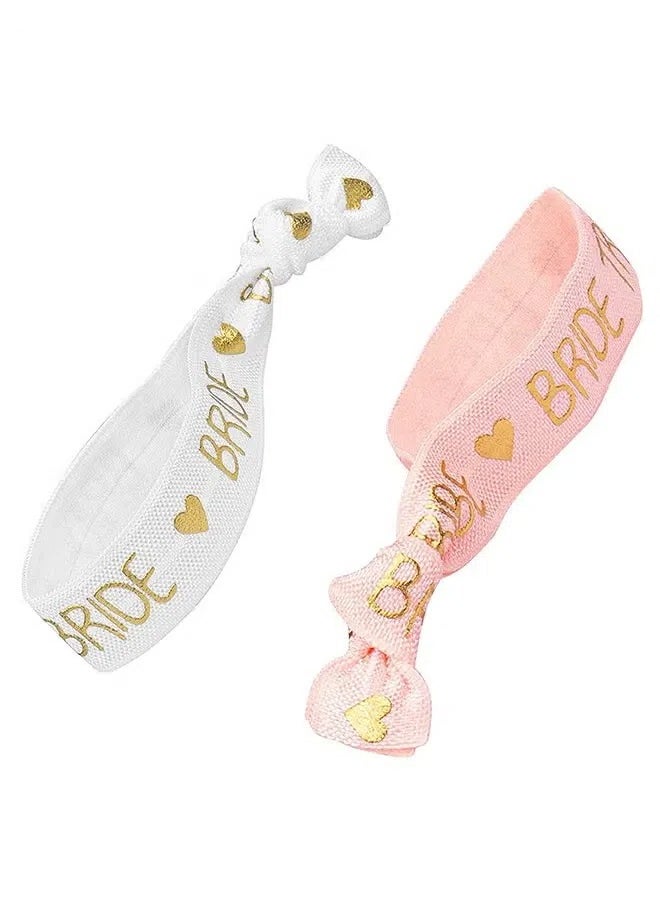 Generic - 11pcs Bride Tribe Hair Ties Bridesmaids Wrist Bands for Bachelorette Wedding Bridal Shower Bride to Be Party Favors(1 White + 10 Rose Gold) - Image 1
