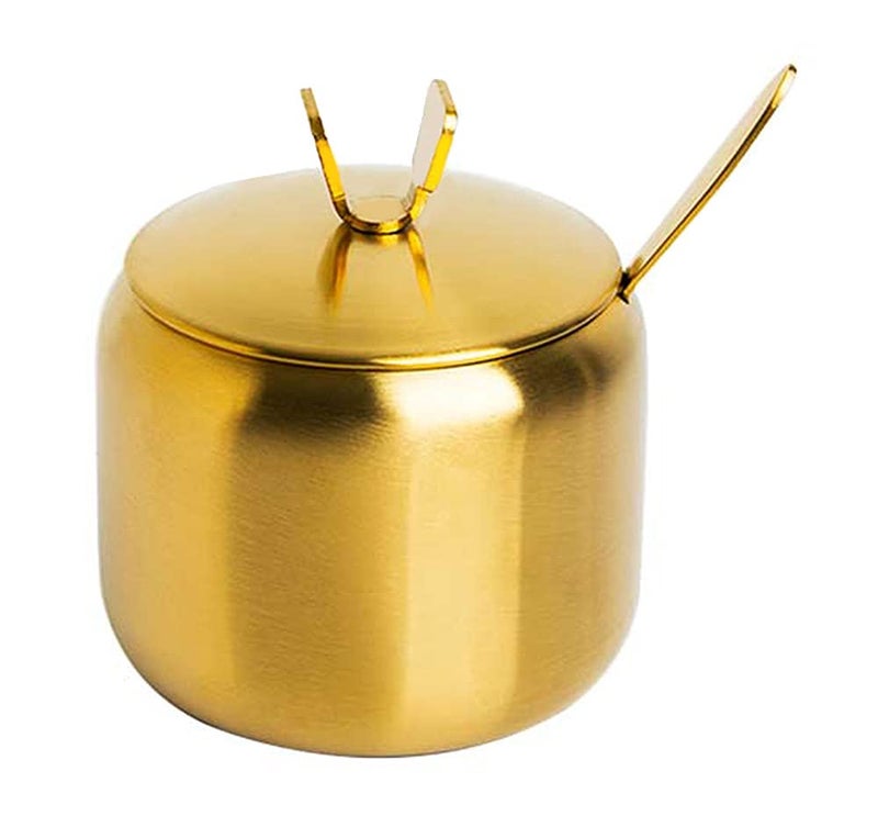 Mozacona Stainless Steel Sugar Bowl Spice Jar Storage Seasoning Pot with Lid Spoon - Image 1