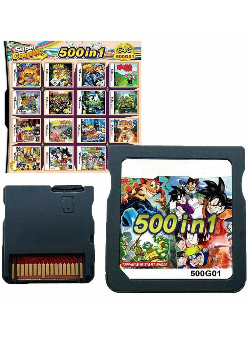 500-in-1 Super Combo Game Cartridge for Nintendo DS, DSi, 3DS, 3DS XL, 2DS - Compatible with NDS, NDSL, DSi LL, NEW 3DS, and more! - Image 1