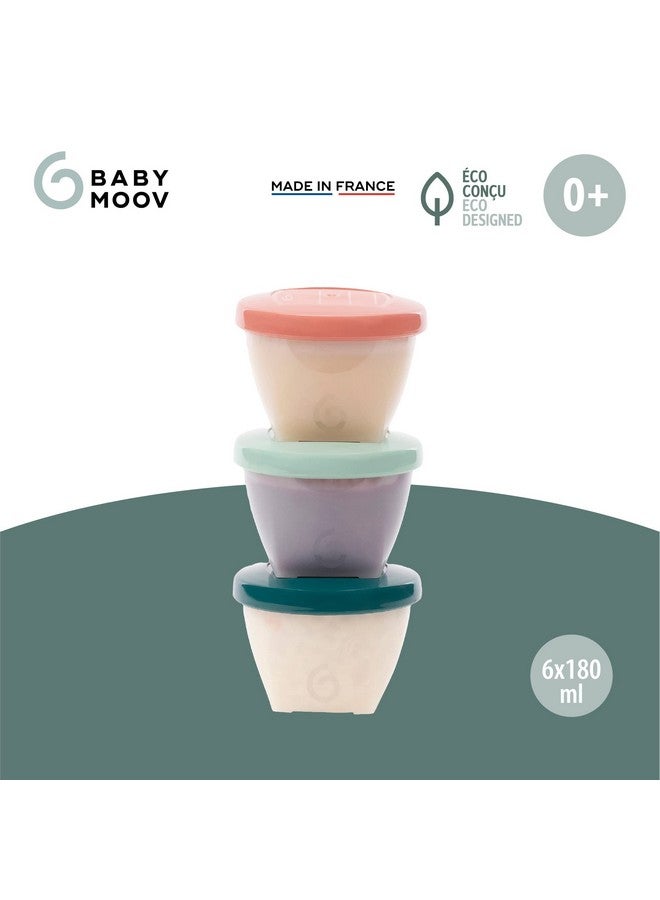 Babymoov Eco-Friendly Baby Food Jars, Set of 6 (6oz Each) BPA-Free Storage Containers, Made from Biosourced Sugar Cane, Leakproof Silicone Lids, Microwave, Freezer & Dishwasher Safe - Image 2