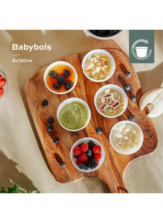 Babymoov Eco-Friendly Baby Food Jars, Set of 6 (6oz Each) BPA-Free Storage Containers, Made from Biosourced Sugar Cane, Leakproof Silicone Lids, Microwave, Freezer & Dishwasher Safe - Image 1