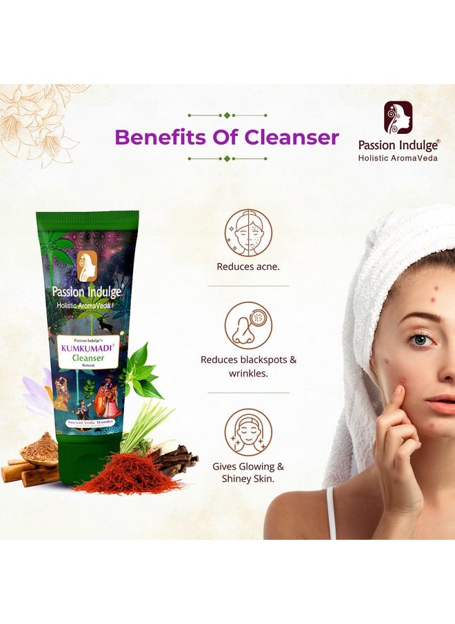 باشن إندلج - منظف الوجه الطبيعي Kumkumadi Cleanser يساعد في توهج البشرة وإشراقها وإشراقها مع الزعفران وزيت نجيل الهند و16 عشبة | جميع أنواع البشرة - 100 مل - Image 1