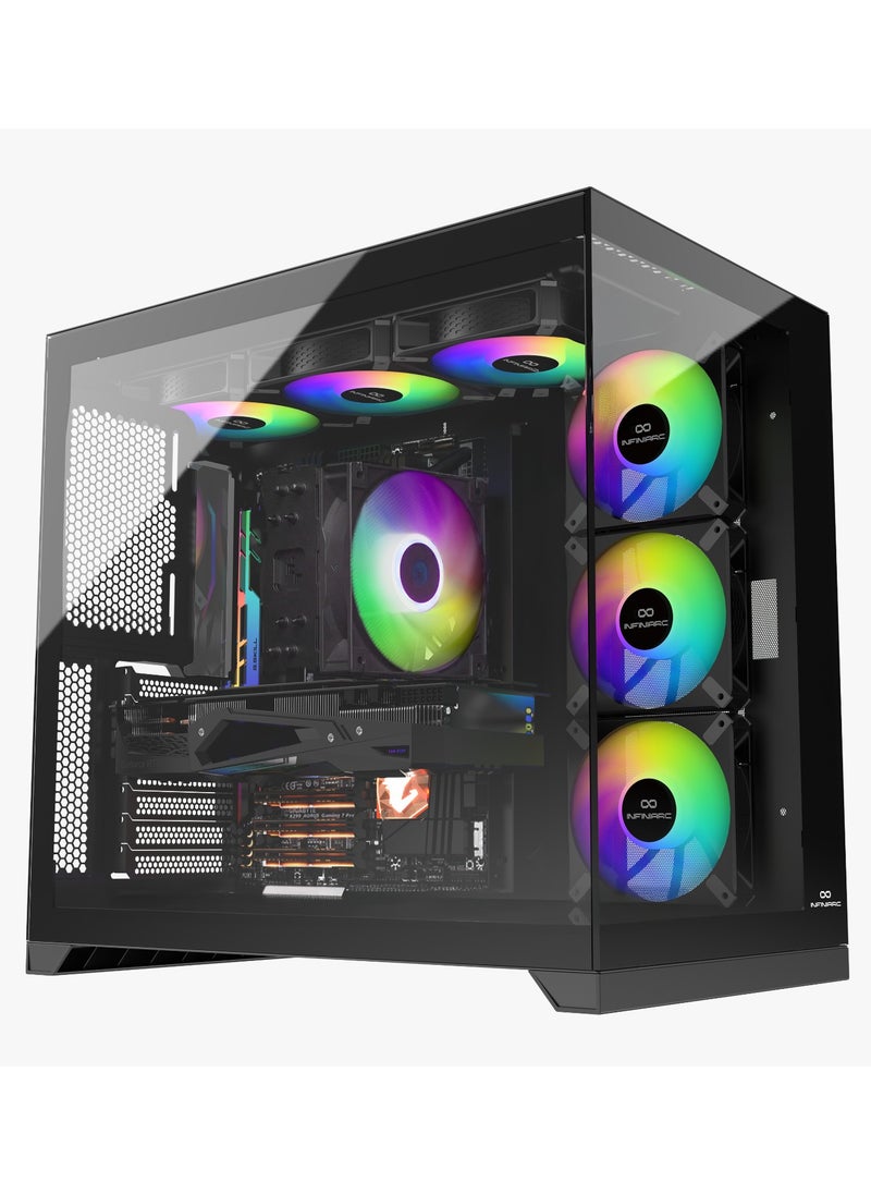 INFINIARC Cube Pro Gaming PC (Intel core i5-14400F - NVIDIA RTX5060ti- B760- 16GB DDR5 -M.2 1TB- WINDOWS) Black XL  - Image 1