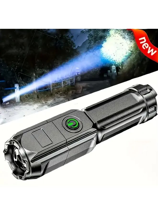 Rechargeable LED Flashlight 1pc Ultra Bright Zoomable 3 Modes USB Powered Portable For Camping Outdoor - Image 1