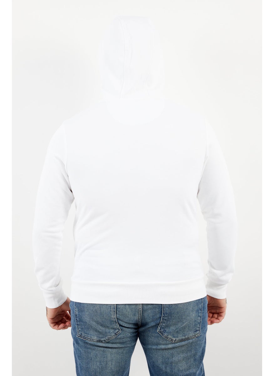La Martina Men Hooded Neck Brand Logo Long Sleeves Sweatshirt, Optic White  - Image 3