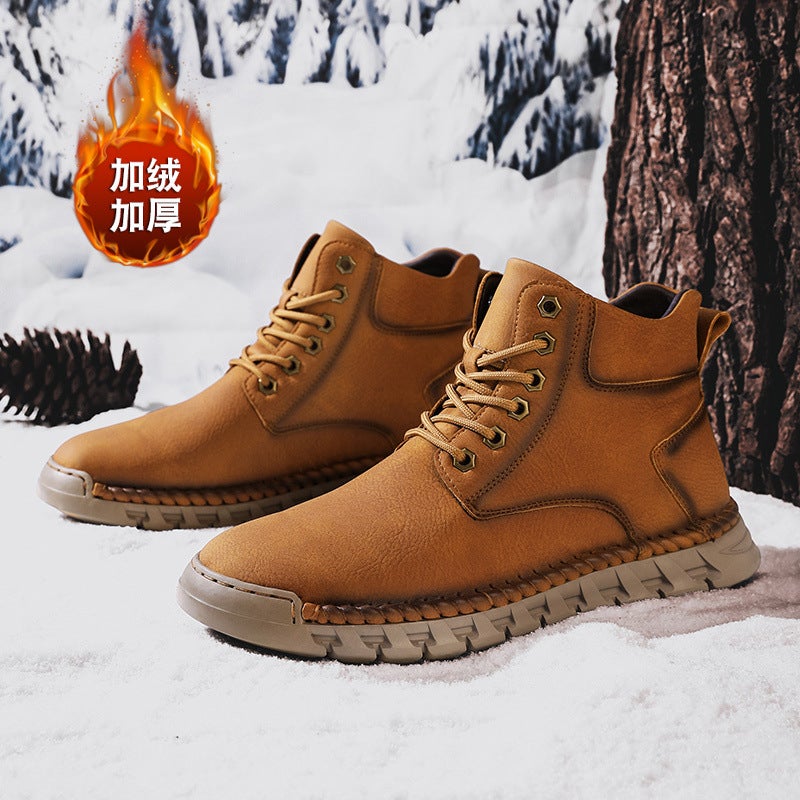 High-Top Men'S Leather Boots Independent Station Men'S Shoes Leather Outdoor Men'S Boots Snow Boots - Image 5