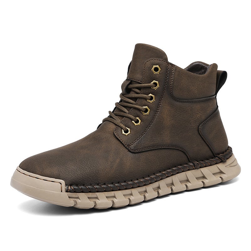 High-Top Men'S Leather Boots Independent Station Men'S Shoes Leather Outdoor Men'S Boots Snow Boots - Image 1