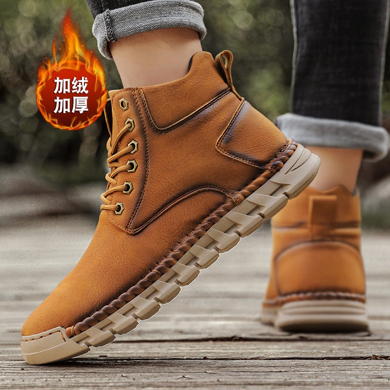 High-Top Men'S Leather Boots Independent Station Men'S Shoes Leather Outdoor Men'S Boots Snow Boots - Image 2