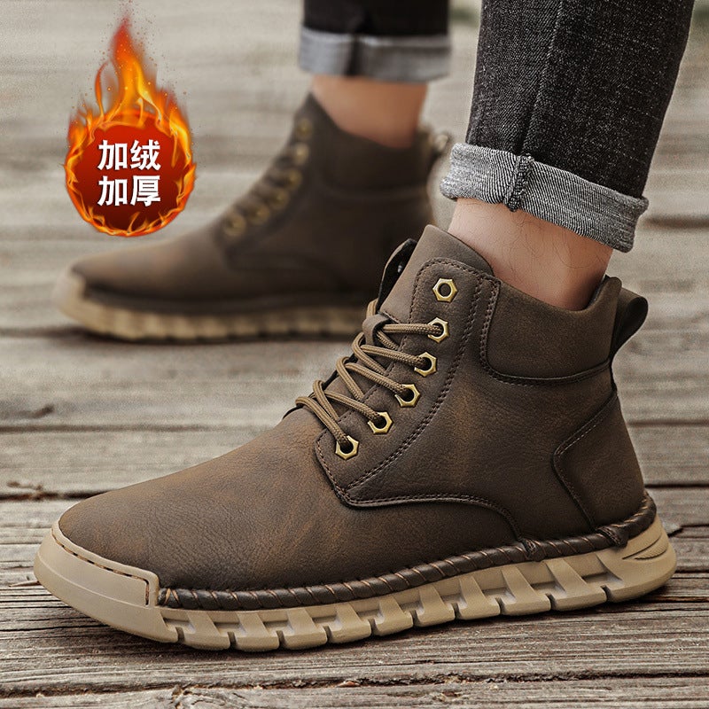 High-Top Men'S Leather Boots Independent Station Men'S Shoes Leather Outdoor Men'S Boots Snow Boots - Image 3