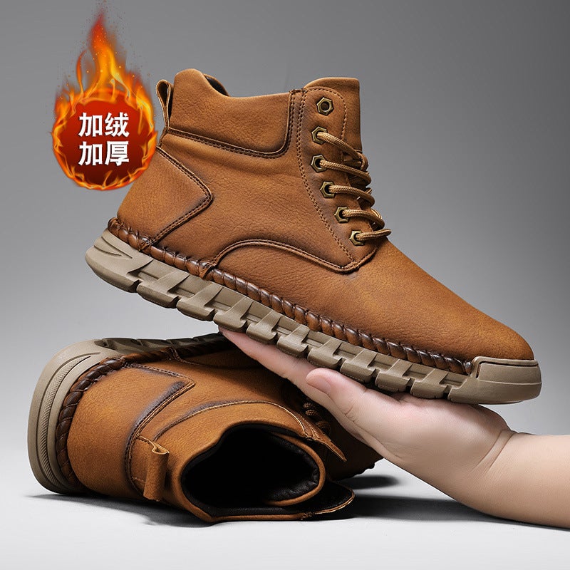 High-Top Men'S Leather Boots Independent Station Men'S Shoes Leather Outdoor Men'S Boots Snow Boots - Image 4