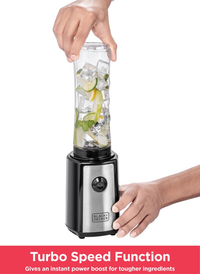 BLACK+DECKER Sports Blender/Smoothie Maker, 6-Piece Set with 500ml & 300ml BPA-Free Sports Bottles, 21,500 RPM Turbo Speed, Stainless Steel Blades for Ice & Frozen Fruits, 500 ml 300 W SBX300-B5 Black/Silver/Clear - Image 5