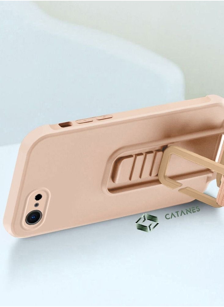 CATANES 2 Pack For iPhone SE 2022 Case Cover And Screen Protector With Strap And Adjustable Grip Case Pink  - Image 4