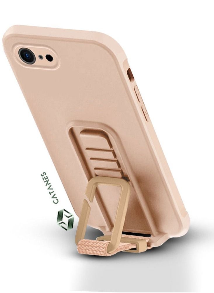 CATANES 2 Pack For iPhone SE 2022 Case Cover And Screen Protector With Strap And Adjustable Grip Case Pink  - Image 2