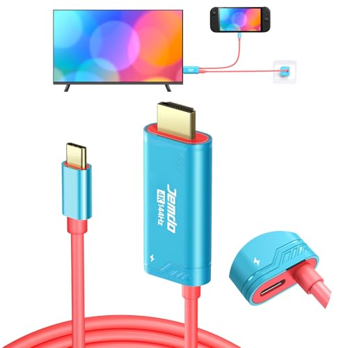 JEMDO Switch 2 Dock HDMI Cable4K144Hz 48GbpsUSB C to HDMI 21100W PD Play While Charging66 ftPortable Travel TV Adapter Compatible with Nintendo Switch 2Only Below V21002017OLED - Image 1