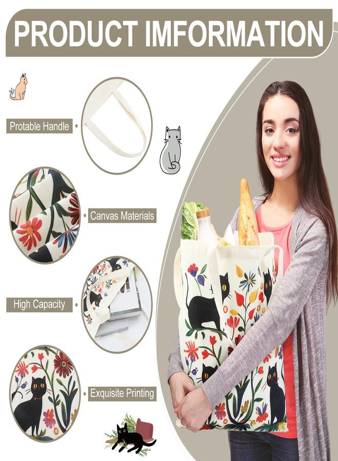 Wovnet 12 Pcs Black Cat Tote Bags Cute Canvas Gift Bag Bulk for Women Cat Lovers - Image 3
