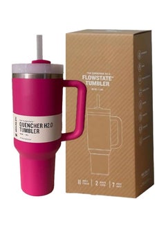 Stanley Tumbler With Handle 40 oz Travel Mug Straw Covers Cup with Lid Insulated Quencher Stainless Steel Water Iced Tea Coffee Gift HOT PINK