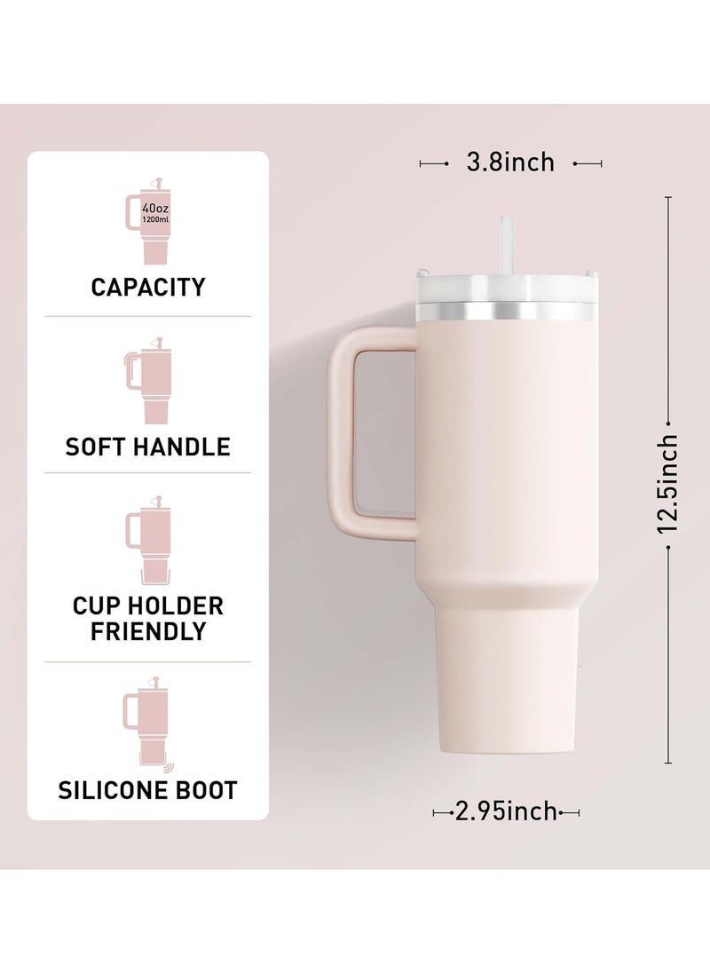 Stanley - Stanley Tumbler With Handle 40 oz Travel Mug Straw Covers Cup with Lid Insulated Quencher Stainless Steel Water Iced Tea Coffee Gift HOT PINK - Image 1