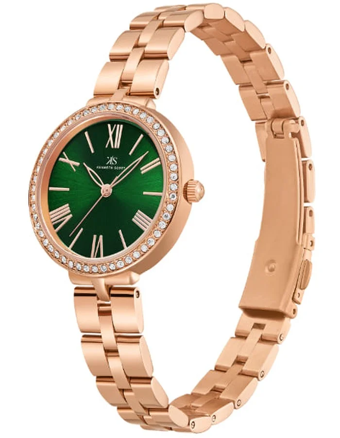 KENNETH SCOTT Women's Analog Display Watch With Rose Gold Stainless Steel Strap - K23502-RBKG