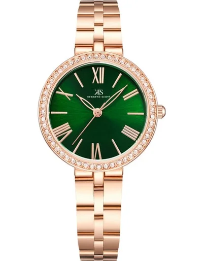 KENNETH SCOTT Women's Analog Display Watch With Rose Gold Stainless Steel Strap - K23502-RBKG