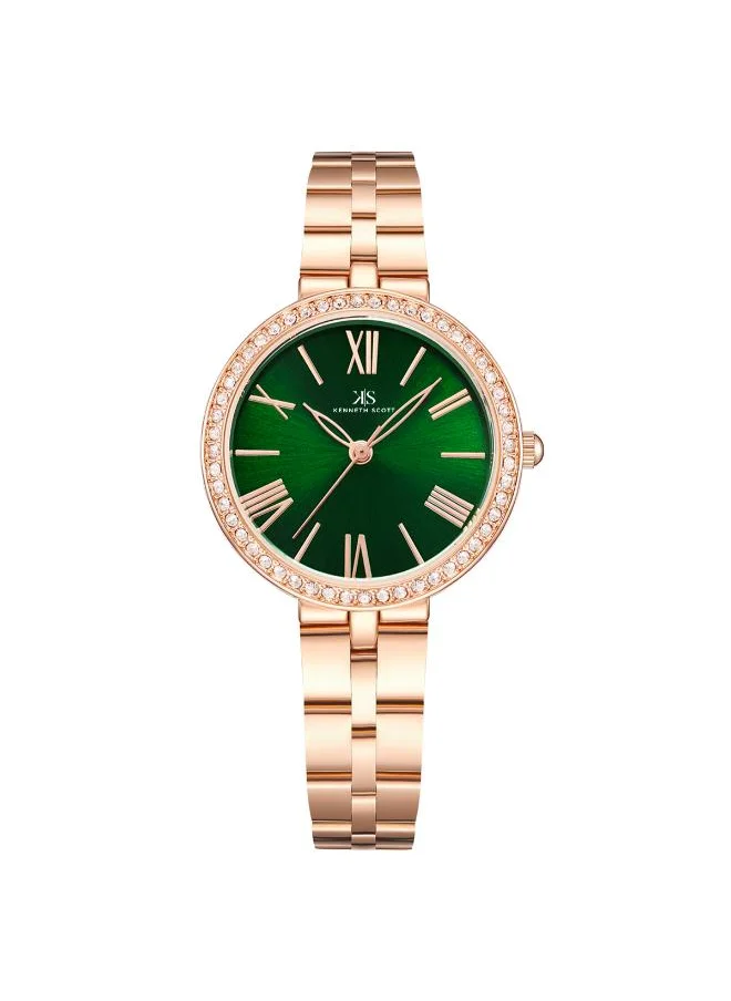 KENNETH SCOTT Kenneth Scott K23502-RBKG Women's Analog Display Watch & Stainless steel Strap Rose Gold