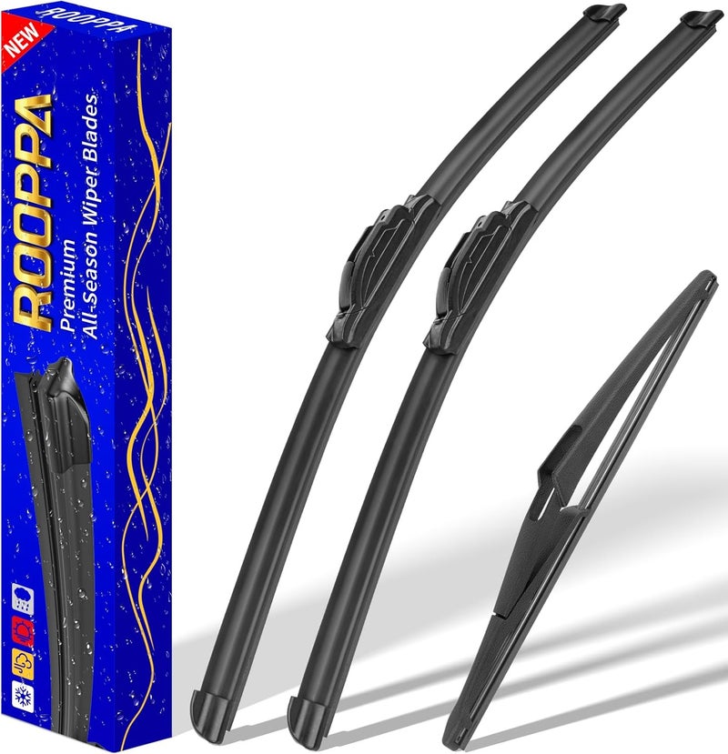 Rooppa 3 Wipers Replacement for 2014-2019 Nissan Rogue, Windshield Wiper Blades Original Equipment Replacement - 26/17/12 (Set of 3) U/J HOOK - Image 1