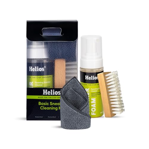 Helios Sneaker Cleaning Solution with 150ML ||Shoe Brush || Sports Shoe Cleaner ||Shoe Cleaner ||White Shoes Cleaner||Shoe Cleaning Kit with Microfiber Towel (Blue, 150 ML(Pack of 1)) - Image 1