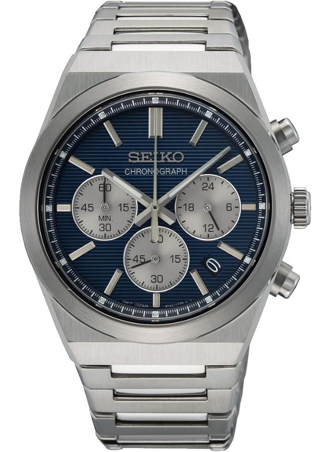 ساعة يد رجالية تناظرية كوارتز بحزام من الفولاذ المقاوم للصدأ SSB453P1