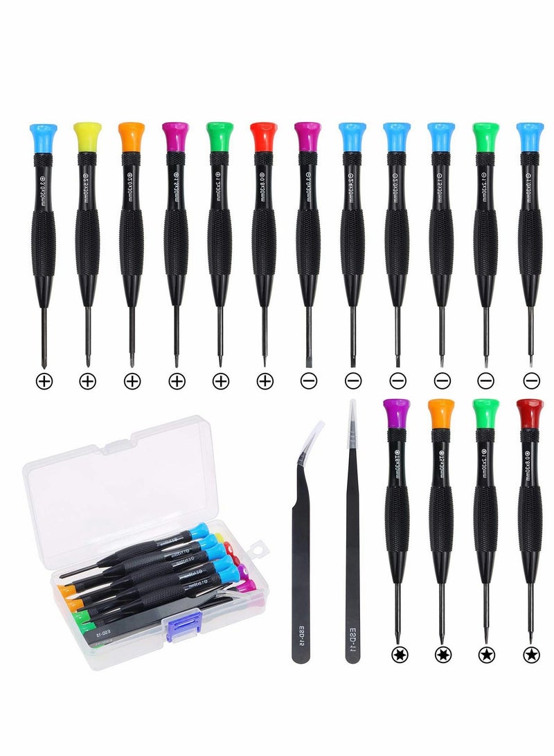 Y&D Screwdriver Kit 18Pcs Precision Magnetic Small Screwdrivers with Flathead Phillips Star Tweezers for Mobile Phone Smartphone Game Console Tablet PC Watch  - Image 1