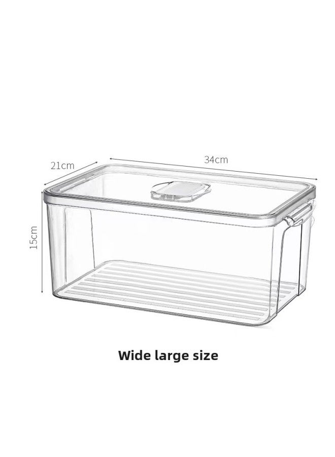 Refrigerator Storage Preservation Box Transparent Household Drain Preservation Box Refrigerator Special Refrigeration Food Grade Storage With Lid-Specifications:Wide Body Large Size  - Image 1