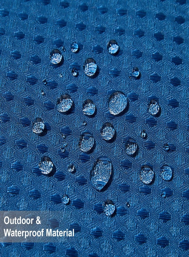 DFXSZ Outdoor Pillow Covers 18X18 Inch Set of 2 Dark Blue Waffle Textured Polyester Pillow Covers Spring Summer Outdoor Waterproof Decor for Patio Funiture Garden 025A18 - Image 2