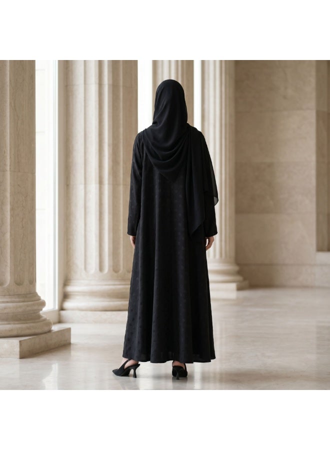 Dakakeen Concept “Al-Musammimah Nashl” Jacquard Crepe Abaya for Women by Dakakeen Al-Kheir – Saudi Style Luxury Women's Abaya - Premium Elegant Abaya in High-Quality Jacquard Crepe Fabric for Refined, Comfortable Style - Image 5