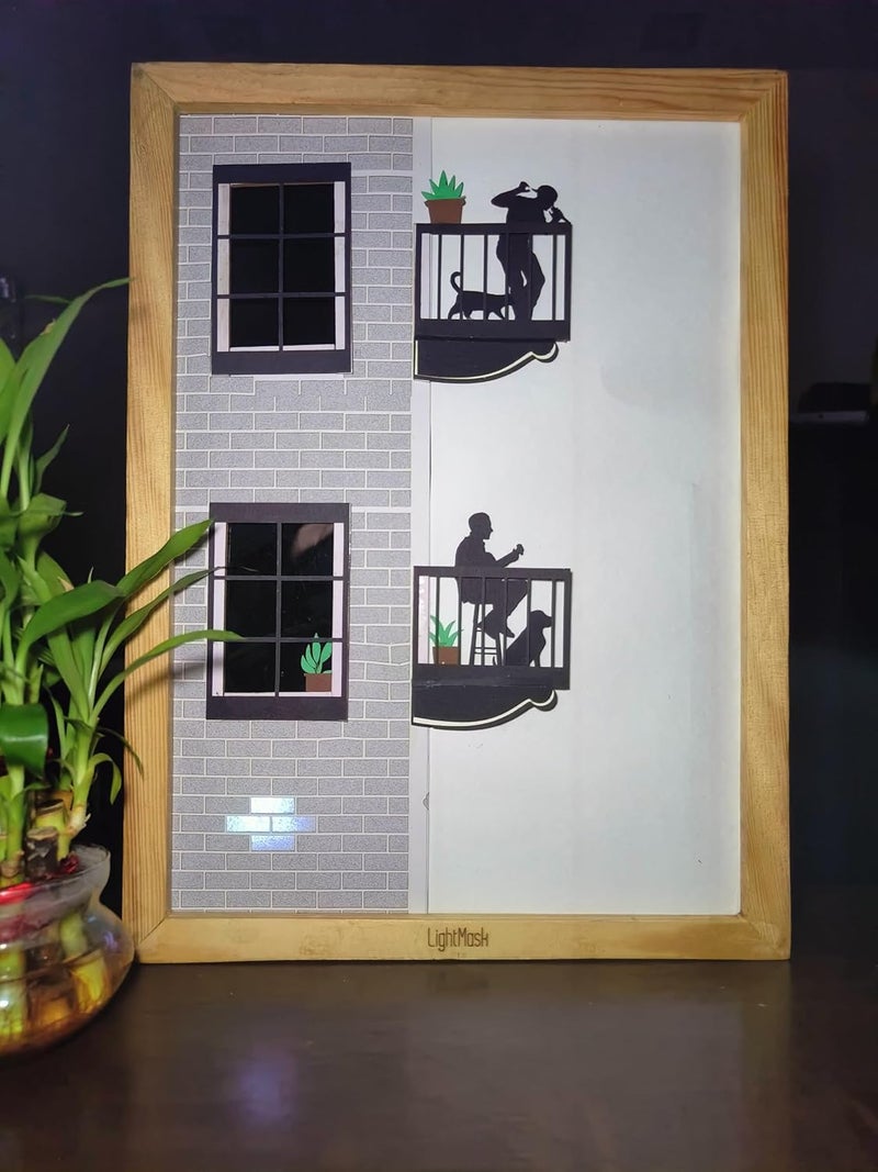 LightMask - Beyond Imagination إطار صور LED حب الأم وابنتها 116x156 بوصة ديكور فني مضاء عمل فني مضاء إضاءة ليلية رسم ديكور فن الجدار إطار صندوق ظل يدوي الصنع مصباح - Image 2