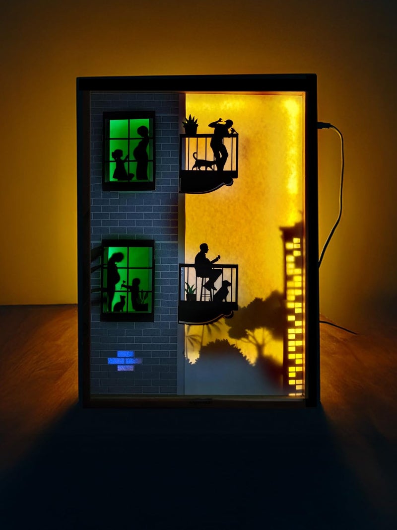 LightMask - Beyond Imagination إطار صور LED حب الأم وابنتها 116x156 بوصة ديكور فني مضاء عمل فني مضاء إضاءة ليلية رسم ديكور فن الجدار إطار صندوق ظل يدوي الصنع مصباح - Image 1