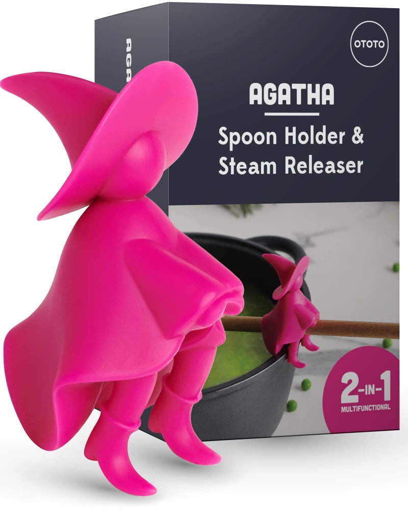 OTOTO Agatha Spoon Holder - Goth Cute Spoon Rest for Stove Top, Gothic, Spooky Cooking Gifts, Witchy Gifts, Cool Kitchen Gadgets, Halloween Gifts (Pink) - Image 1
