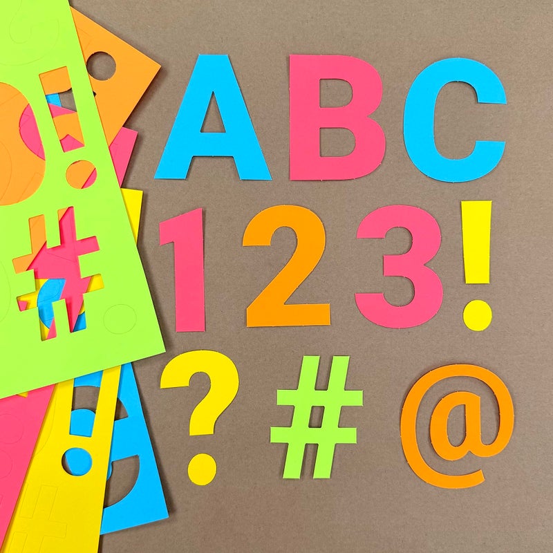 FreshCut Crafts 209 Pcs 3" Bright Bulletin Board Letters & Numbers, Capital, Numbers, Punctuation, US Made Card Stock Punch Out Letters for Poster, Bulletin Board, Classroom - Precut - Image 2