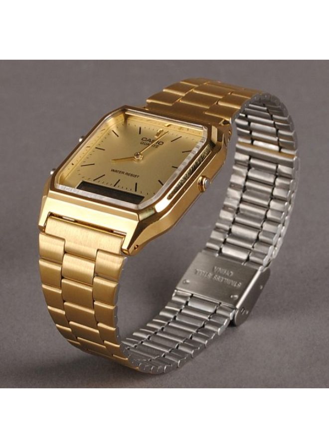 CASIO Men Water Resistant Stainless Steel Analog Wrist Watch AQ-230GA-9D - 39 mm - Gold - Image 5
