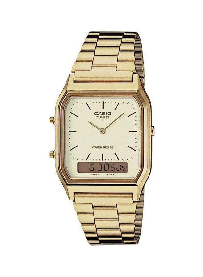 CASIO Men Water Resistant Stainless Steel Analog Wrist Watch AQ-230GA-9D - 39 mm - Gold - Image 1