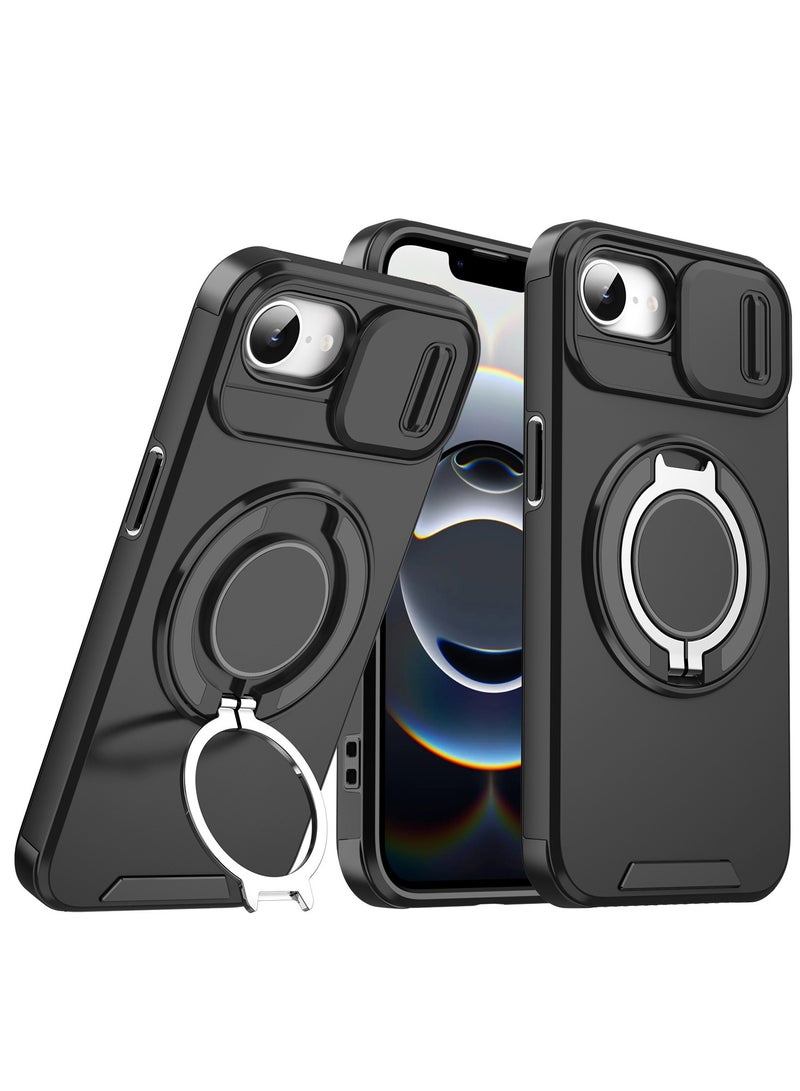 عام غطاء آيفون 16 إي - مقاوم عالي الجودة للصدمات والسقوط مع حامل حلقي مغناطيسي دوّار مدمج، مصنوع من TPU وPC متين، غطاء واقي لآيفون 16 إي (6.1 بوصة 2025) - Image 1